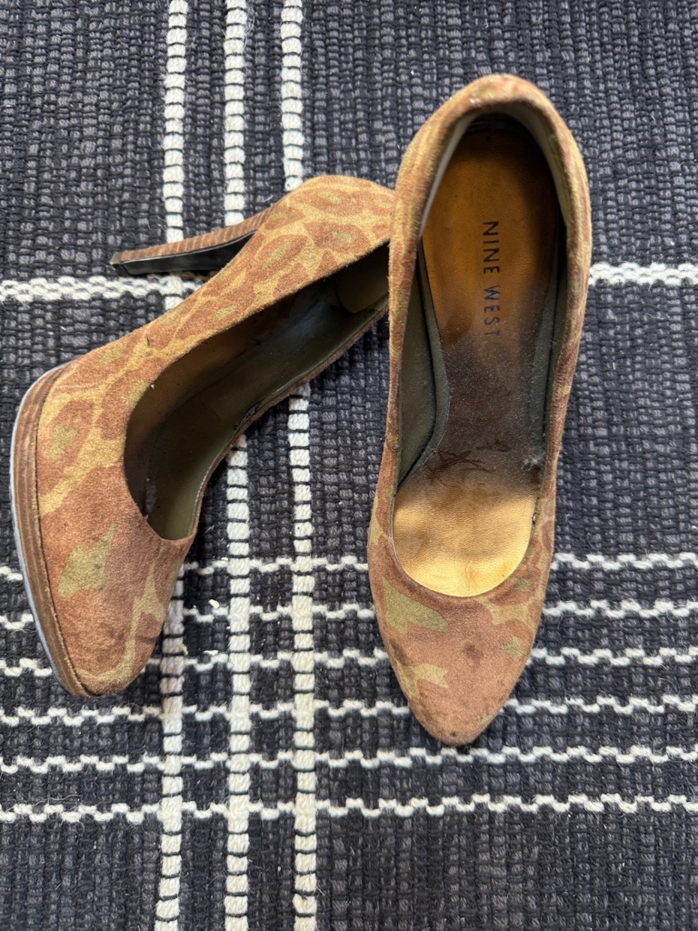 Nine West Brown Camo Suede Pointed-Toe Pumps
